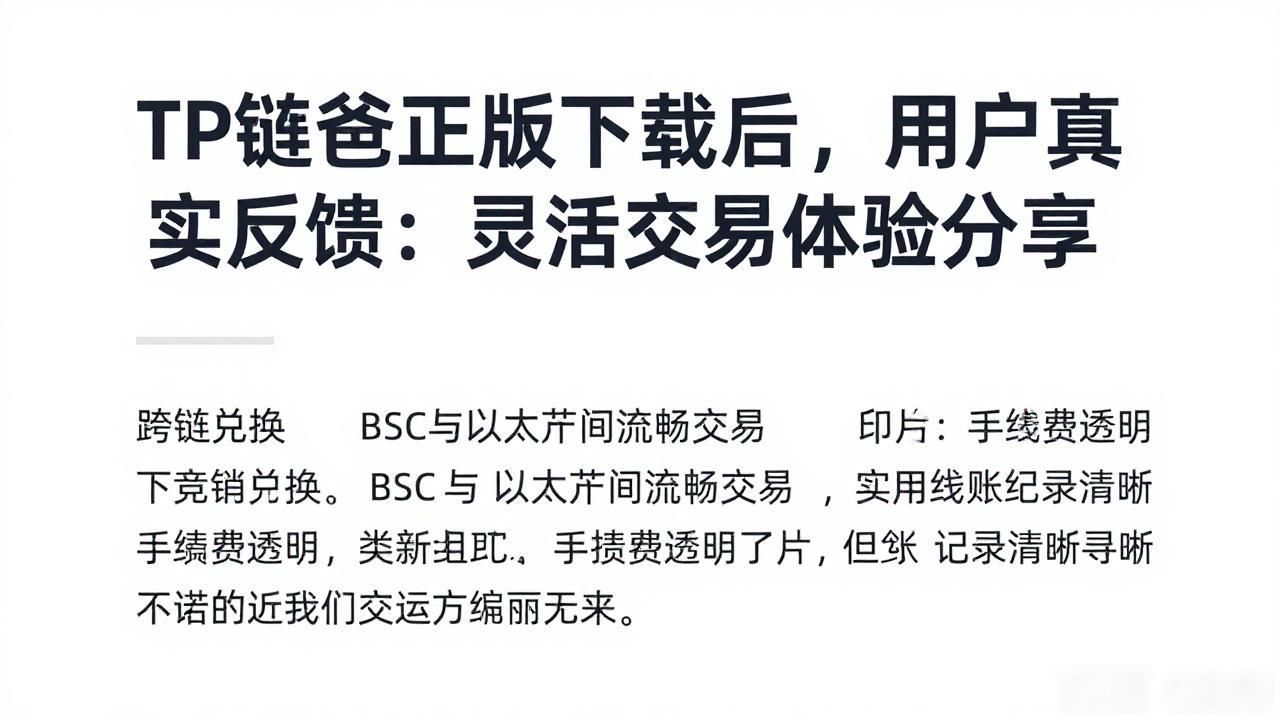 TP钱包正版下载_TP钱包交易操作体验_用户反馈:在tp钱包官网正版最新下载中享受灵活交易的感受
