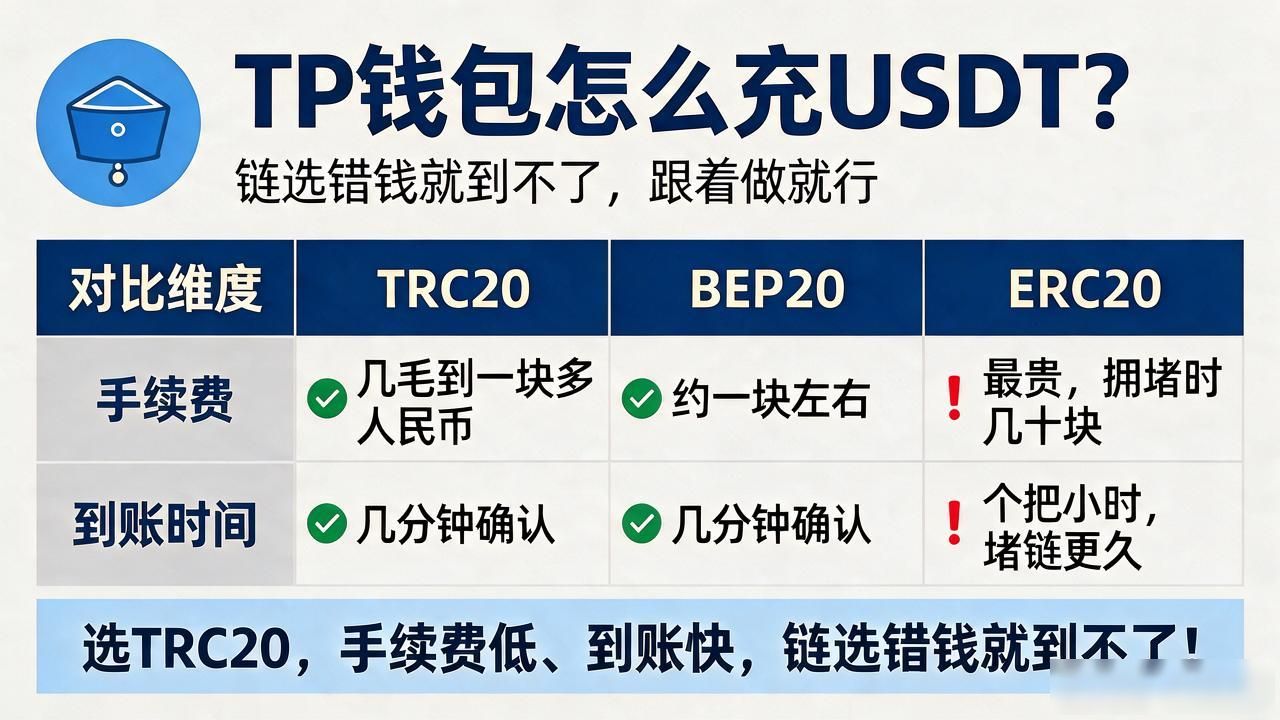 tp钱包怎么冲usdt_TP钱包充值USDT选错链怎么办_TRC20与BEP20手续费对比